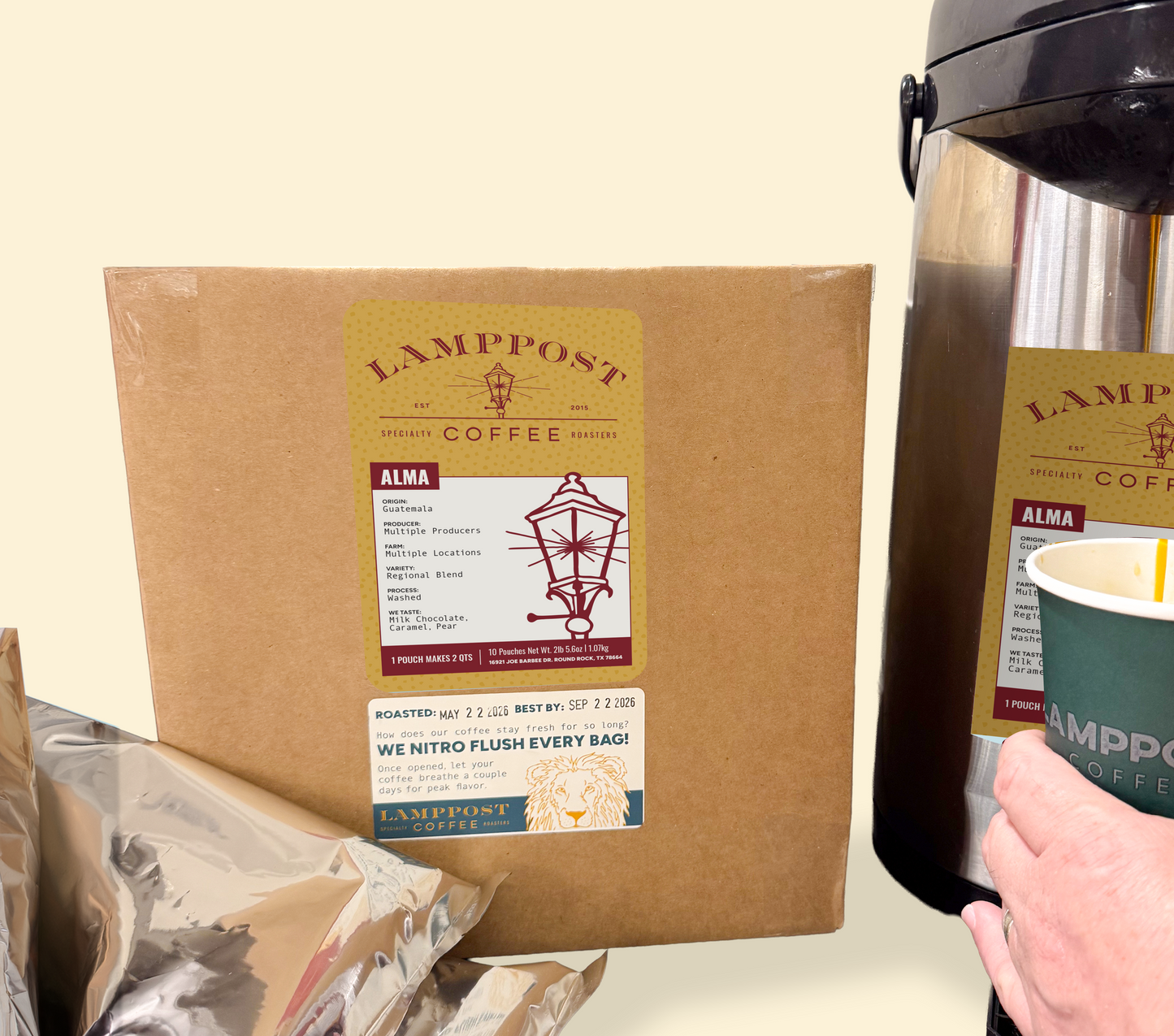 Easy-tear coffee pouches (for 1.5 gallon brew, 10ct)