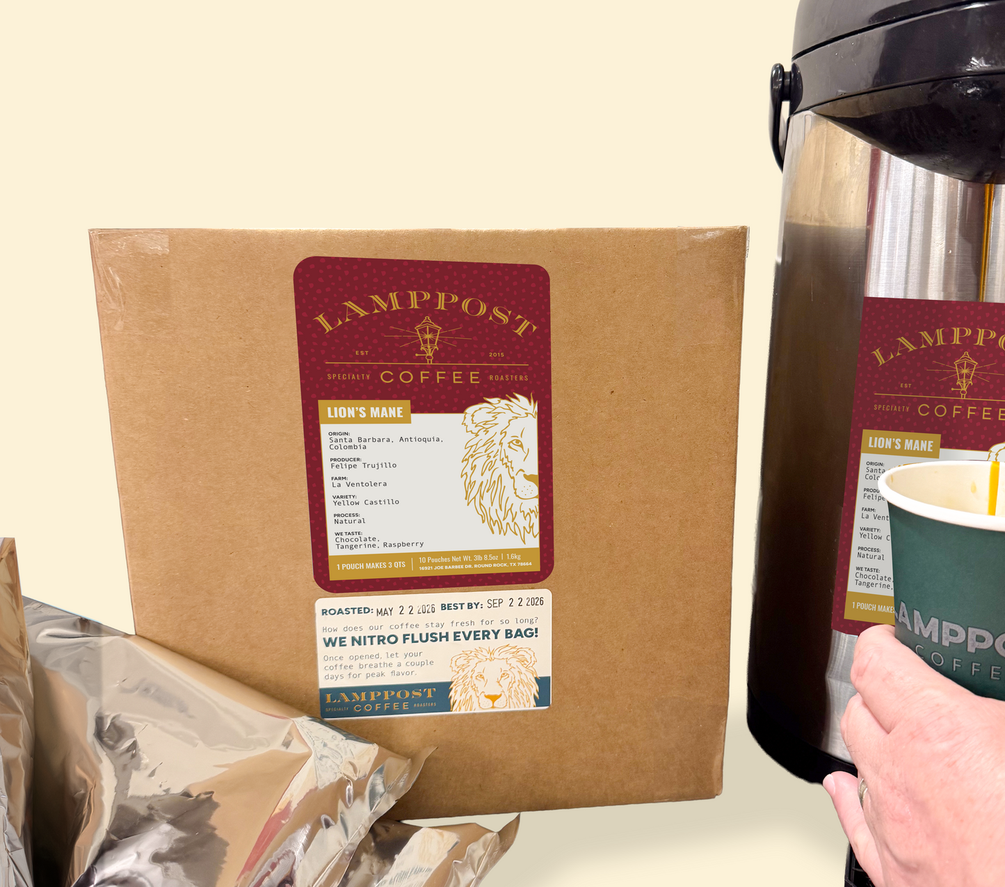 Easy-tear coffee pouches (for 1.5 gallon brew, 10ct)